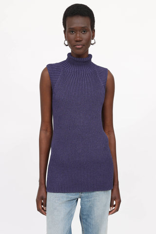 Hermès Silk Ribbed Turtleneck Top