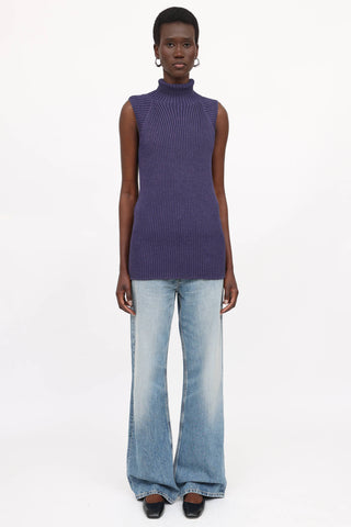 Hermès Silk Ribbed Turtleneck Top