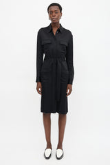 The Row Satin Belted Shirt Dress