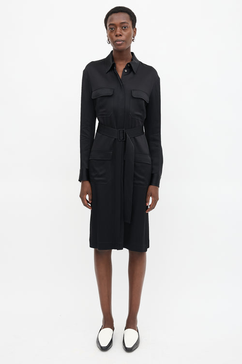 The Row Satin Belted Shirt Dress
