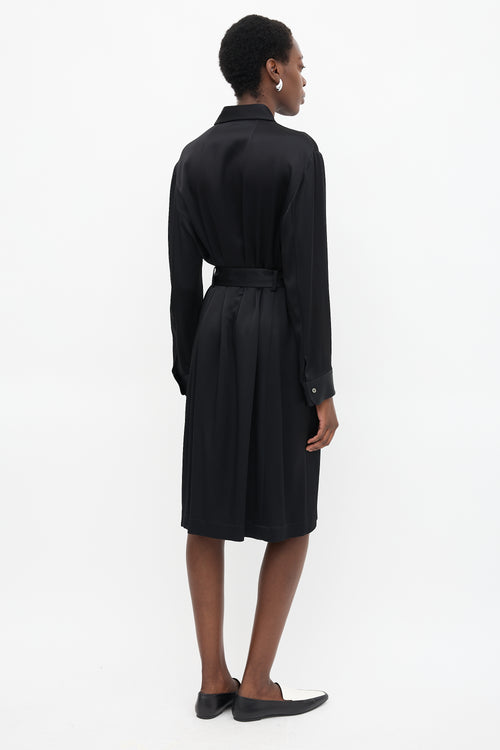 The Row Satin Belted Shirt Dress