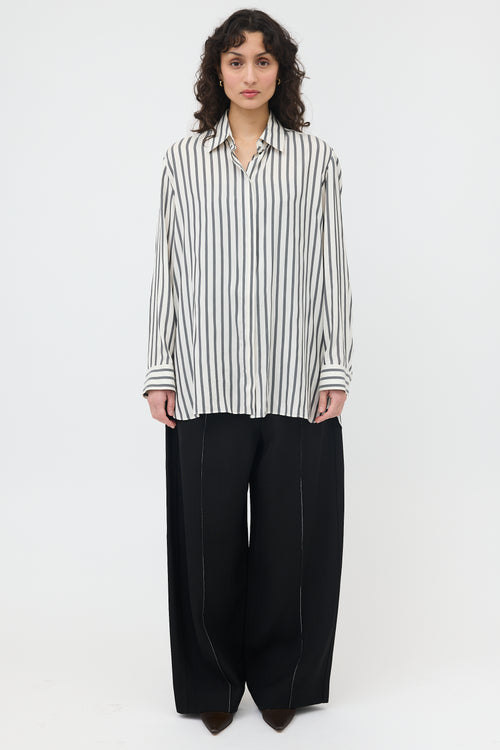 The Row Silk Striped Big Sisea Shirt