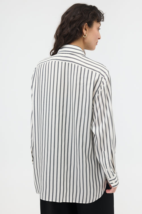 The Row Silk Striped Big Sisea Shirt