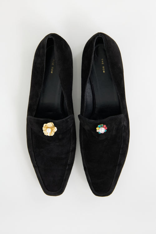 Suede Minimal Embellished Loafer