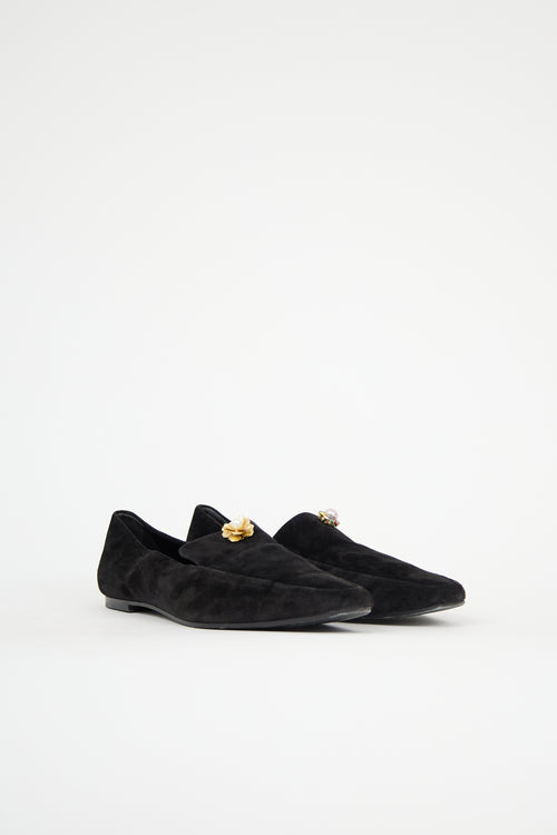 The Row Suede Charm Embellished Loafer