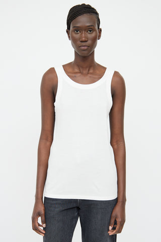 The Row White Ribbed Tank Top