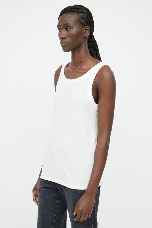 The Row White Ribbed Tank Top