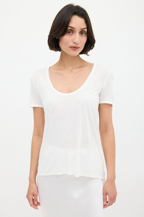The Row White High Low T-Shirt