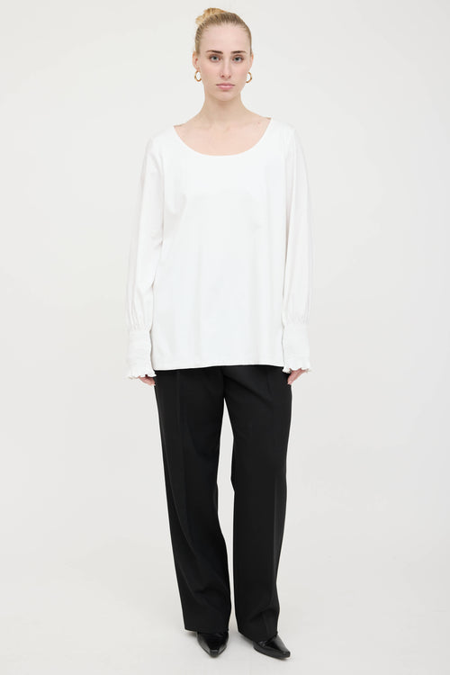 The Row Shirred Scoop Neck Top