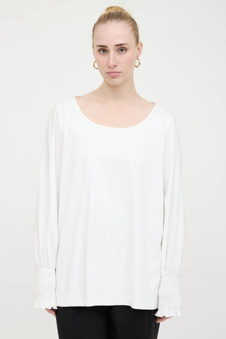 The Row Shirred Scoop Neck Top
