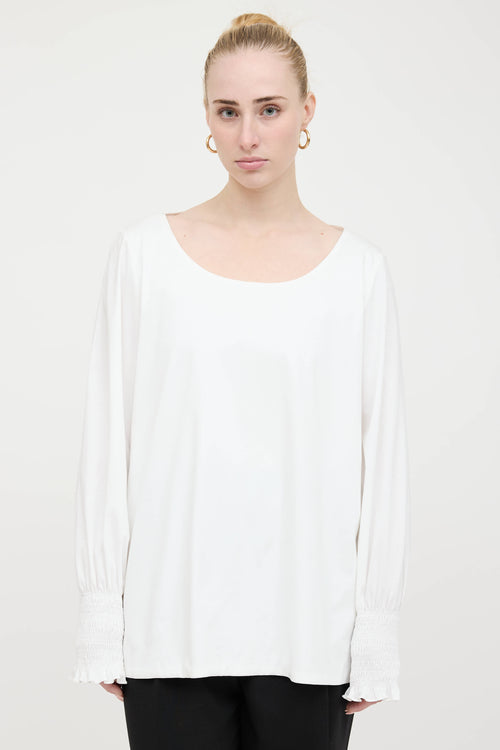 The Row Shirred Scoop Neck Top