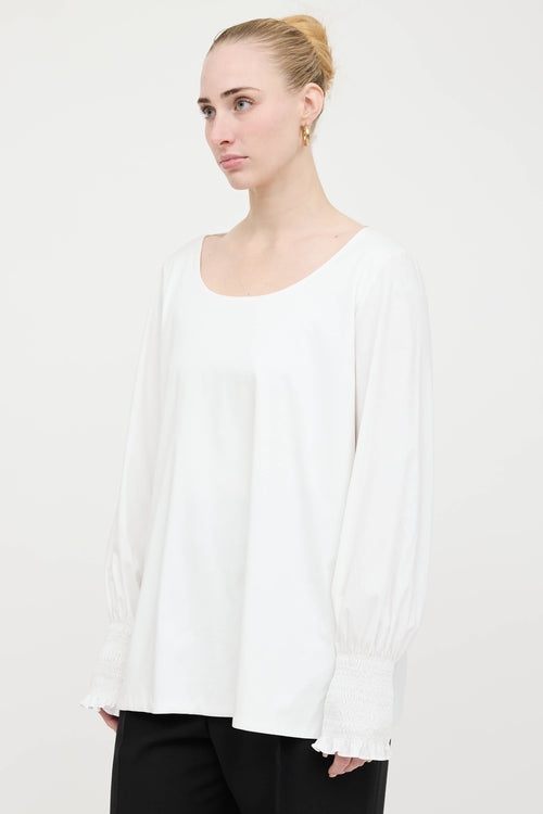 The Row Shirred Scoop Neck Top