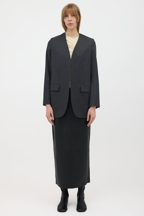 The Row Wool Fie Collarless Blazer