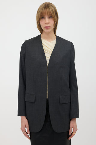 The Row Wool Fie Collarless Blazer