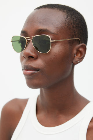 The Row X Oliver Peoples Gold Executive Suite Aviator Sunglasses