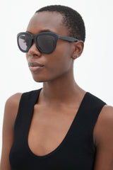 The Row x Linda Farrow Black Row 7 1 Oversized Round Sunglasses