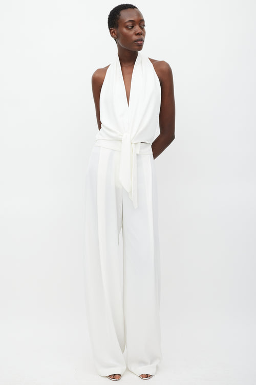 The Sei White V-Neck Tie Top & Pant Set