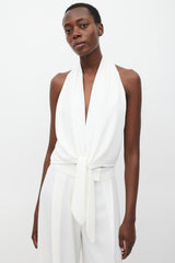 The Sei White V-Neck Tie Top & Pant Set