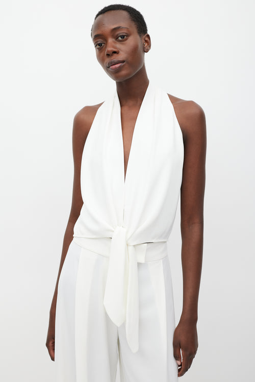 The Sei White V-Neck Tie Top & Pant Set