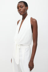 The Sei White V-Neck Tie Top & Pant Set