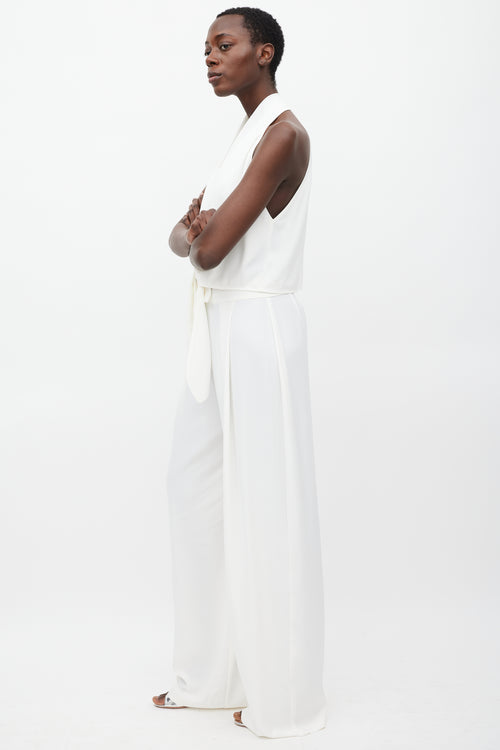 The Sei White V-Neck Tie Top & Pant Set