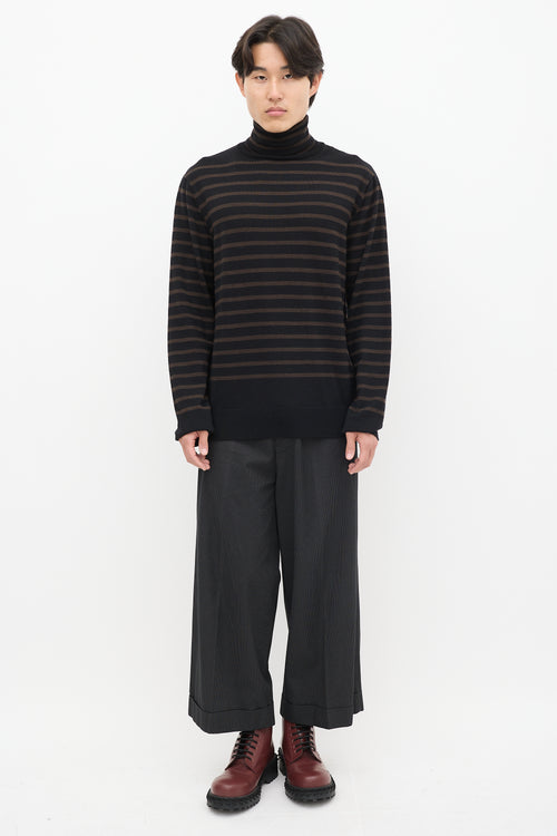 The Soloist Black & Brown Wool Striped Turtleneck