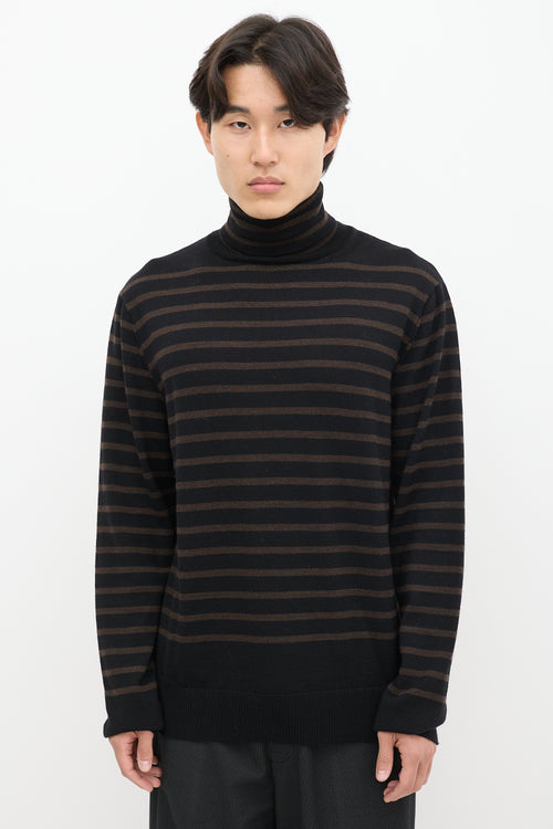 The Soloist Black & Brown Wool Striped Turtleneck