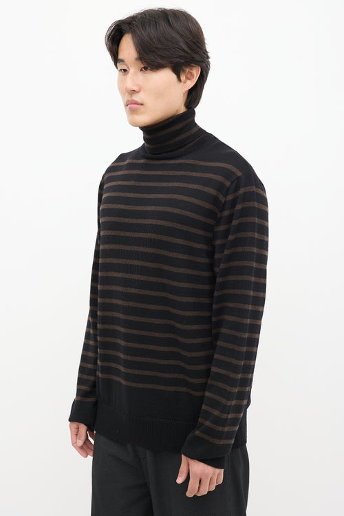 The Soloist Black & Brown Wool Striped Turtleneck