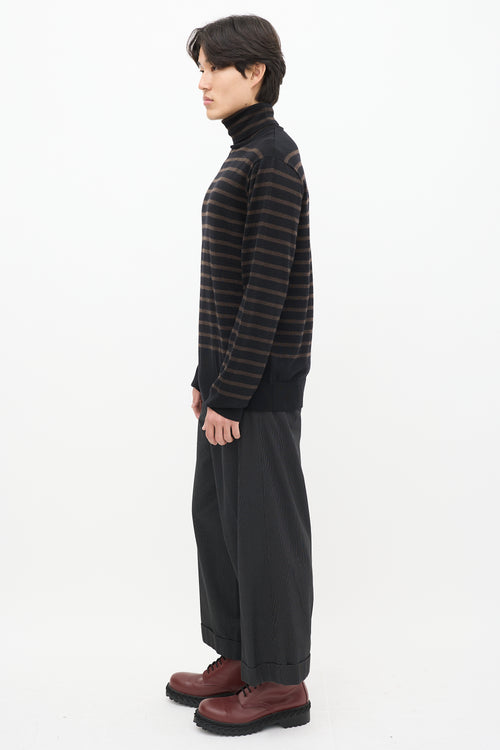 The Soloist Black & Brown Wool Striped Turtleneck