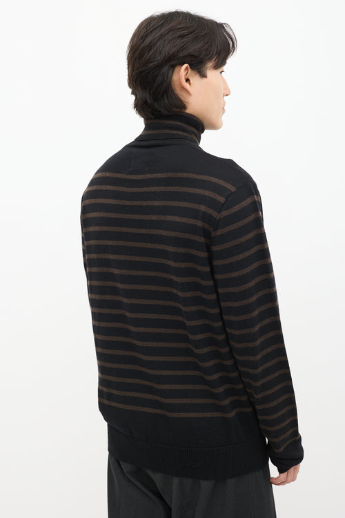 The Soloist Black & Brown Wool Striped Turtleneck