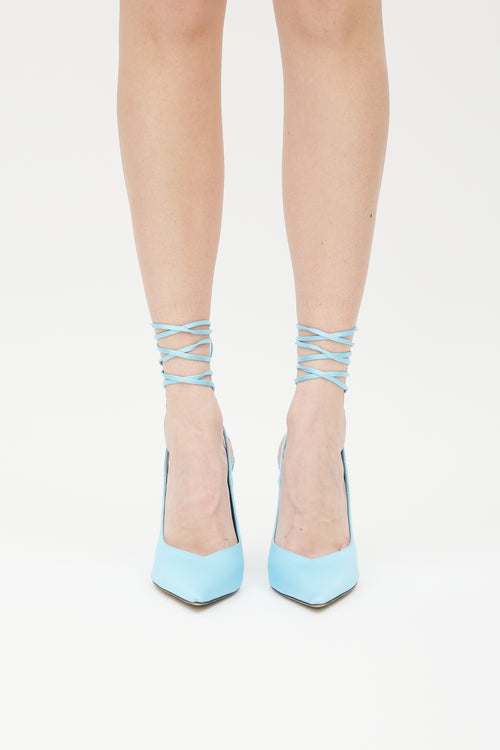 The Attico Blue Rhinestone Venus Slingback Heel