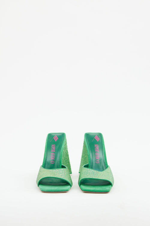 The Attico Green Emerald Embellished Devon High Heel Sandal