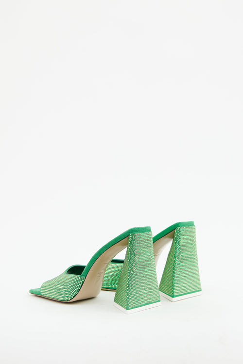 The Attico Green Emerald Embellished Devon High Heel Sandal