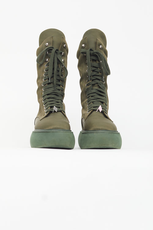 The Attico Khaki Green Nylon Selene Ankle Boot