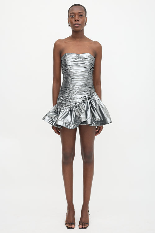 The Attico Lame Ruched Mini Dress