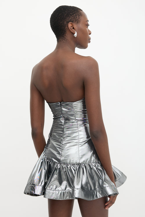 The Attico Lame Ruched Mini Dress
