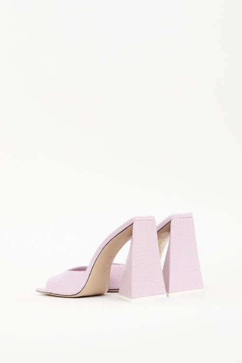 The Attico Pink Embossed Leather Devon Mule