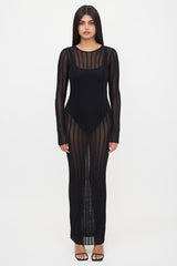 The Attico Sheer Knit Striped Maxi Dress