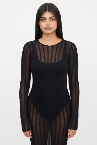 The Attico Sheer Knit Striped Maxi Dress