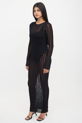 The Attico Sheer Knit Striped Maxi Dress