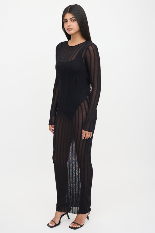 The Attico Sheer Knit Striped Maxi Dress