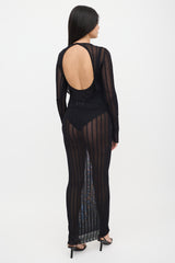 The Attico Sheer Knit Striped Maxi Dress