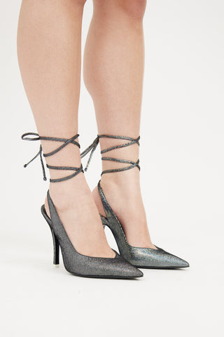 The Attico Black Shimer Venus Wrap Pump