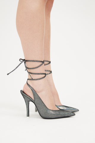 The Attico Black & Silver Venus Wrapped Pump