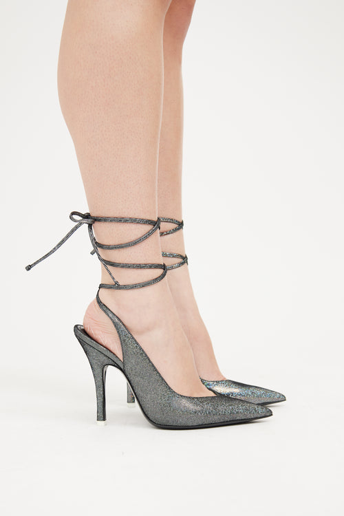 The Attico Black Shimer Venus Wrap Pump