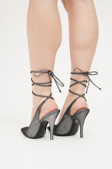 The Attico Black & Silver Venus Wrapped Pump