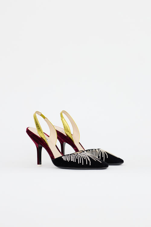 The Attico Velvet Mara Crystal Embellished Pump