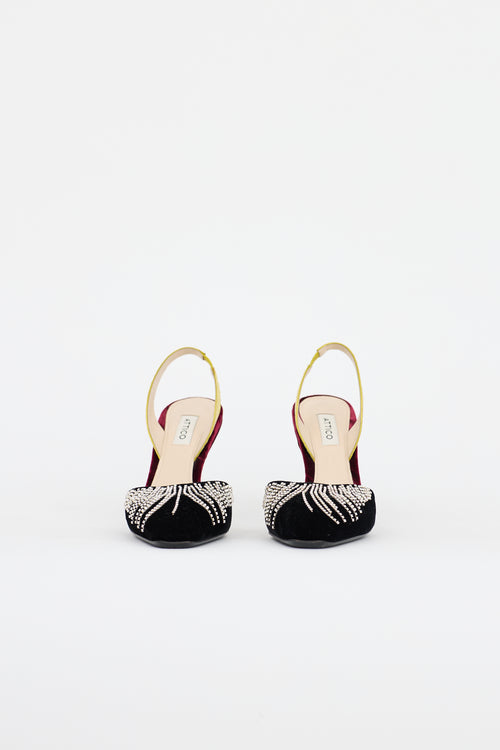 The Attico Velvet Mara Crystal Embellished Pump