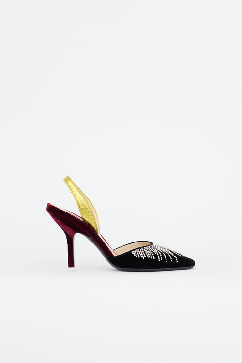 The Attico Velvet Mara Crystal Embellished Pump