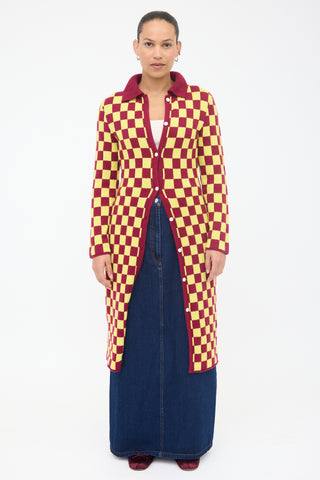 The Elder Statesman Wool Checkered Sweater Dress